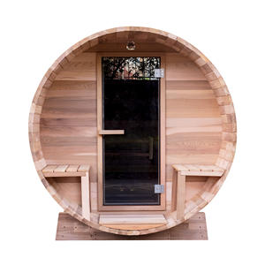 Sauna en cèdre rouge sec et humide de style moderne extérieur avec poêle à bois en option Sauna baril pour 2 personnes extérieur - Product Image 3