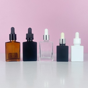 Hot Sale 15ml/30ml/50ml/100ml Glass Matte Black Flat Tincture Square Sandblasted Black Square Essential Oil Flat <b>Dropper</b> <b>Bottle</b> - Product Image 3