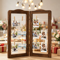 Cadre mural double en bois pour photos, cartes postales, notes et cartes – Décoration murale pour la maison, idée cadeau