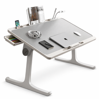 Bureau de lit pliable à angle réglable pour ordinateur portable, support portable avec tiroir pour la maison, le bureau, le jeu, le travail et les études