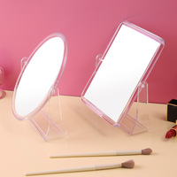 Vente en gros Miroir de courtoisie et de maquillage en acrylique transparent double face Support de bureau rotatif carré et HD Miroir cosmétique personnalisé