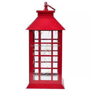 Pavilion Shaped Metal Holiday Lighting <strong>Candle</strong> <strong>Lantern</strong> Holder with LED Light Christmas Hanging Decorative <strong>Lanterns</strong> and Jar - Product Image 1