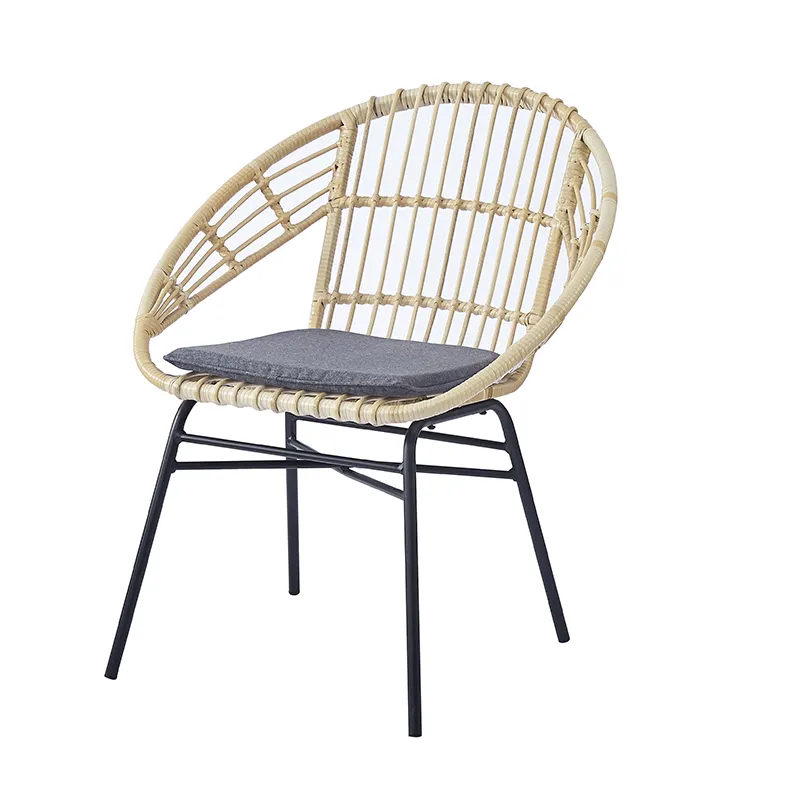 Cadeira de jantar com encosto de madeira de vime para lazer, cadeira de jantar de madeira maciça para uso ao ar livre, com encosto de vime