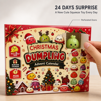 Calendrier de l'Avent de Noël 24 pièces – Adorable ensemble de jouets anti-stress en forme de boulettes en TPR à presser pour le bureau