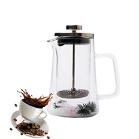 Vente en gros 350ml 650ml 1000ml Cafetière à pression française en verre borosilicaté à double paroi