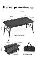 Table pliante Primitive IGT avec ensemble complet d'accessoires en alliage d'aluminium, portable, légère, moderne, pour pique-nique, camping, mobilier d'extérieur