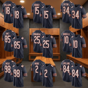Maillot de football à col en V pour homme Chicago Bears, manches courtes, polyester respirant, impression des numéros d'équipe, coupe classique, vêtements pour adultes - Product Image 3