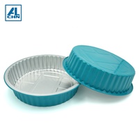 ALCHN 1500ml 9,5 in Schwarz gold Runde Einweg-Aluminium folien platte Lebensmittel behälter Pizza Pie Kunafa Pan Tray mit Haustier deckel