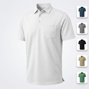 Chemises de golf <span class=keywords><strong>Rouen</strong></span> pour hommes, en coton tricoté, respirantes, anti-humidité, imprimées, décontractées, avec poche, col, manches courtes, turquoise - Product Image 1