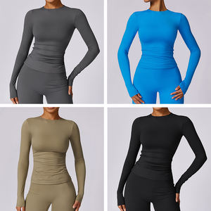 XW-CCX8575 en gros athlétique Gym <span class=keywords><strong>Fitness</strong></span> Fit Top sans coussinets à manches longues décolleté entraînement sport Gym Sport hauts femme Gym - Product Image 3