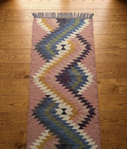 Geometric Kilim Style <b>Runner</b> <b>Rug</b> | Handwoven Boho Tribal Wool Jute Carpet <b>for</b> Hallway Bedroom Living Room Entryway Home Decor - Product Image 4
