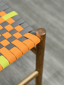 Modern Ash Tabouret Restaurant Small <strong>Seat</strong> Stool Woven <strong>Leather</strong> <strong>Seat</strong> Wooden Stool Colorful Handmade <strong>Bench</strong> for Entryway Living Room - Product Image 2