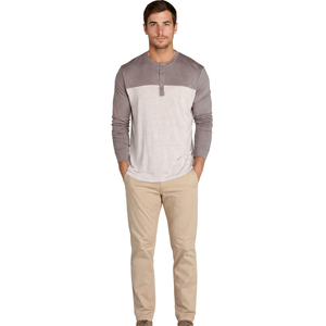 Oneten Apparel <b>Men's</b> Color Block <b>Long</b> <b>Sleeve</b> <b>Henley</b> Shirt - Product Image 1