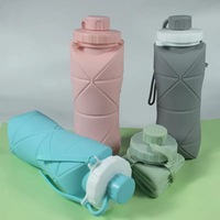 Bouteille d'Eau Pliable en Silicone de Qualité Alimentaire 600ml, Anti-Fuite, Réutilisable, pour Sports de Plein Air, Gym, Randonnée, Vente en Gros OEM