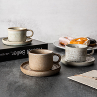 Vente en gros Ensemble tasse et soucoupe en argile émaillée réactive vintage personnalisé pour café ou thé pour les cadeaux