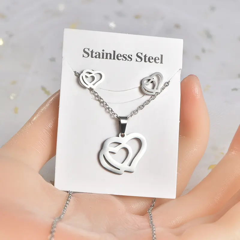 304L stainless steel jewelry plain without stones fashion jewelry sets jewellery for women or girls daily wear