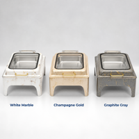 Réchaud de buffet rectangulaire électrique en acier inoxydable avec fenêtre de visualisation en verre, capacité 9L, couleur argent, pour hôtel
