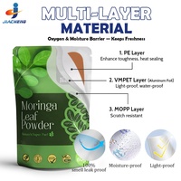 Sachets personnalisés de qualité alimentaire pour poudre de Moringa, compléments alimentaires à base de plantes, emballage de sachets refermables en plastique avec logo