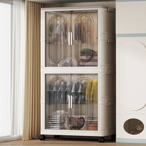 Casa due porte vestiti per bambini in plastica pieghevole appendiabiti Multi-strato armadio armadio pieghevole - Product Image 2