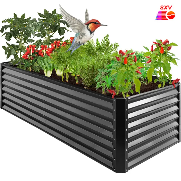 Personalize ervas ao ar livre elevação modular plantio, atacado, caixa de flor, plantador de aço, metal, vegetais galvanizado, cama de jardim elevada