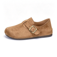 Maßgefertigte Damen-Slipper aus Wildleder mit Schnalle, Größe 35-41, Retro-Flachschuhe für Casual-Walking