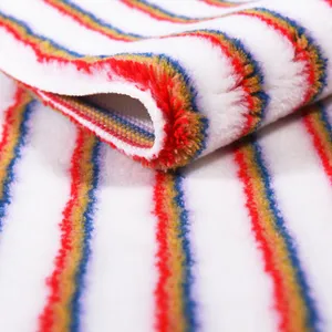 Red Yellow and Blue six color stripe fabric Roller brush cloth Woven polyester and acrylic blended flannelette