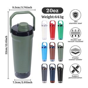 Nueva Botella Deportiva de Agua con Aislamiento de Doble Capa de Acero Inoxidable, 20oz, Ecológica, con Logotipo Personalizado - Product Image 4