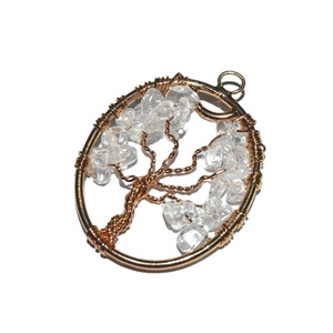 <b>Crystal</b> Quartz <b>Tree</b> of Life Copper Oval Pendant Online | <b>Crystal</b> Quartz <b>Tree</b> of Life Copper Oval Pendant for Sale - Product Image 1