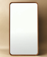 Fournisseur de miroirs en bois OEM/ODM en gros, certifié BSCI, miroir rectangulaire encadré en bois massif couleur noyer