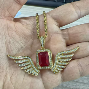 Liontin Sayap Malaikat Warna-warni SN280 Berlapis Emas dengan Rantai Tali Hip Hop dari Baja Anti Karat, Perhiasan Unisex, Hadiah Pesta - Product Image 2