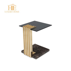 Mesa de Centro Moderna Convertible de Mármol con Forma Irregular y Base de Acero Inoxidable para Muebles de Sala - Product Image 1