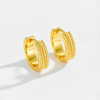 FUAMAY 2025 Bijoux délicats rétro en laiton et cuivre plaqué or 18 carats, boucles d'oreilles créoles tressées pour femmes, à porter au quotidien