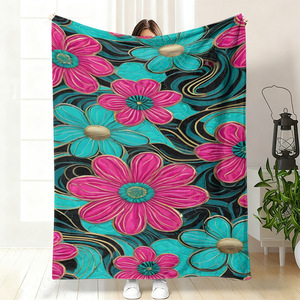 Manta de Franela con Diseño Floral de Corazones, Ligera y Resistente a la Decoloración, para Dormitorio o Sala de Estar, Impresión Personalizada, OEM, ODM - Product Image 3