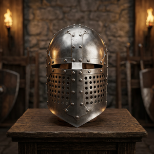 Casque de combat médiéval en acier, casque de chevalier en acier, casque de combat médiéval en acier moulé - Product Image 3