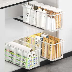 Sea Shark Pull-Out Storage <b>Basket</b> Carbon Steel Multipurpose Kitchen <b>Wardrobe</b> Cabinet Organizer - Product Image 4