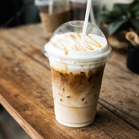 Gobelets en plastique transparent PET pour café et bière, vente en gros d'usine, avec logo personnalisé, gobelets jetables pour jus et smoothies avec couvercles