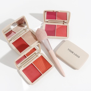 Cosmétiques pour le visage, fard à joues rose bicolore, sans cruauté envers les animaux, teinte des joues, Palette de fards à joues personnalisés, crème et poudre longue durée - Product Image 1