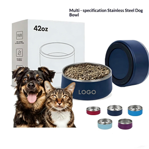 Mangkuk Anjing Stainless Steel 304 Lapis Ganda Tebal Khusus dengan Alas Anti Selip dan Kapasitas Besar untuk Memberi Makan Hewan Peliharaan - Product Image 1