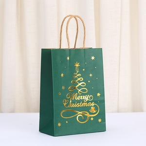Gaya baru liburan jumlah besar pohon emas merah tas belanja Selamat Natal tas kertas Natal untuk hadiah - Product Image 5
