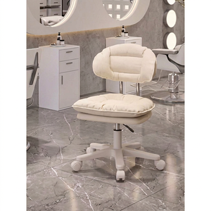 Cream Office <b>Chair</b> with <b>Padded</b> Seat and Backrest 360 Degree Swivel Base for Salon or Home Use - Product Image 1