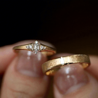 Bague de couple en diamant HPHT cultivé en laboratoire certifié NGTC Aimgal, argent 925, style vintage italien brossé, cadeau de fiançailles et de demande en mariage