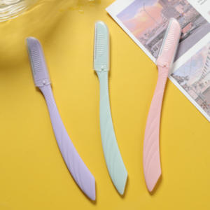 Moda colorido 3 uds/tarjeta de blíster seguridad ojo ceja recortadora de cejas juego de maquinilla de afeitar mejor Manual Mini recortadora de <span class=keywords><strong>pelo</strong></span> de cejas - Product Image 2