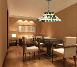 20'' Hand-Crafted European Style Small <b>Square</b> Poker Table LED Lighting Tiffany Pendant Lamp <b>Adjustable</b> Chandelier Pendant Lights - Product Image 4