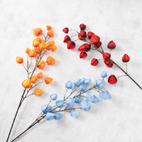 Fleurs artificielles en soie aux couleurs d'automne, style lanterne, branche unique, plantes vertes pour arrangements floraux sur table de présentation de salon de thé au lait