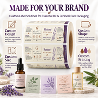 Étiquettes personnalisées pour huiles essentielles, autocollantes en rouleau, en BOPP blanc, résistantes à l'huile, pour bouteilles d'aromathérapie avec impression résistante à l'huile