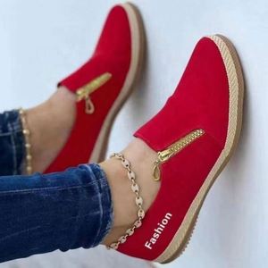 New Round Toe <strong>Zip</strong> Walking Women <strong>Sneakers</strong> Lightweight Soft Driving Shoes - Product Image 2