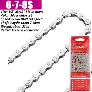<span class=keywords><strong>Cadena</strong></span> de Bicicleta VXM con Recubrimiento Antioxidante, 6, 7, 8, 9, 10, 11 Velocidades, Plateada, Básica, 116 Eslabones, con Conector Rápido, Compatible con SHIMANO HG53 HG54 <span class=keywords><strong>HG601</strong></span> M6100 - Product Image 2