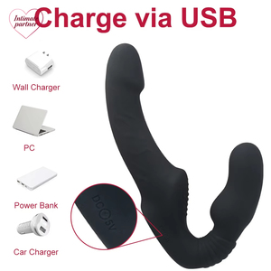 Vibrador de 10 Velocidades, Dildo con Correa, <span class=keywords><strong>Doble</strong></span> Vibración, Estimulador de Punto G, Juguetes Sexuales para Mujeres y Parejas, Masajeador Anal y de Próstata - Product Image 6