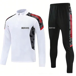 Ensemble de maillot de football rétro de haute qualité, nouveau design, fermeture éclair intégrale, manches longues, respirant, pour adulte, logo personnalisé, tenue d'entraînement - Product Image 1