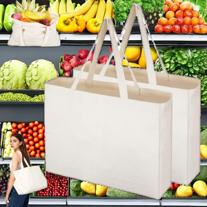 Reusable Cotton Canvas <b>Tote</b> <b>Bags</b> 45x35x8cm <b>Medium</b> Size Women's Shopping &amp; Work <b>Bags</b> - Product Image 3